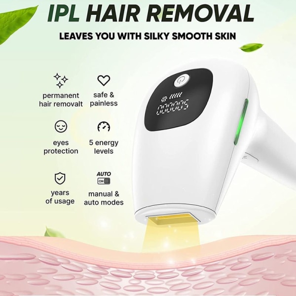 IPL hårfjerningssystem, permanent smertefritt hår for ansikt og kropp