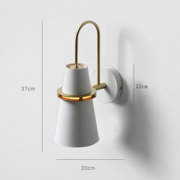 Nordisk modern design gyllene horn vägglampor inomhus vägglampa för säng sovrum vardagsrum hall (vit)