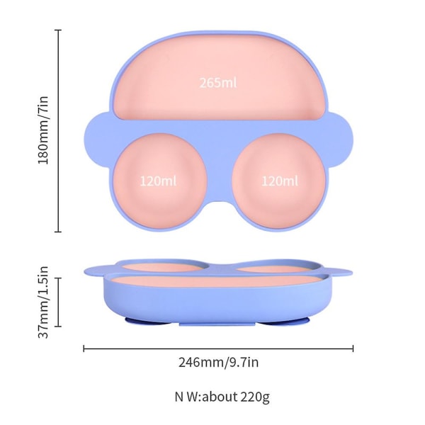 Baby Stroller Shaped Silicone Tape Suction Tray, Anti Overflow, Easy To Clean, Used For Training And Feeding