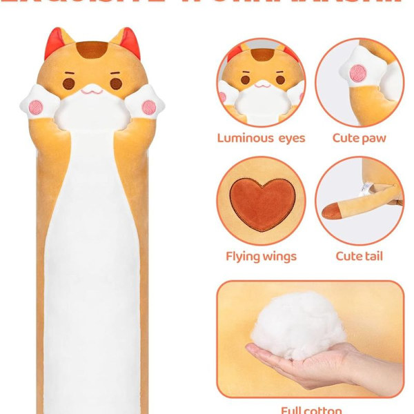 Fyldt dyr Kawaii katteplys pude fyldte legetøj lys orange kat 50 CM