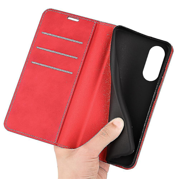 För Oppo A58 5g Full Protection Phone Case Pu Läder Magnetisk Auto-absorberad Hud-touch Feeling Flip Wallet Cover Stativ