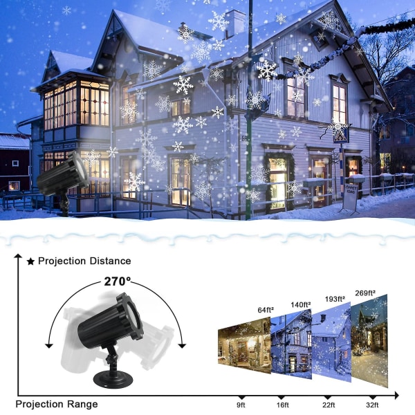 LED-projektor Jul, Snöflinga Projektor Ljus Projektorlampa