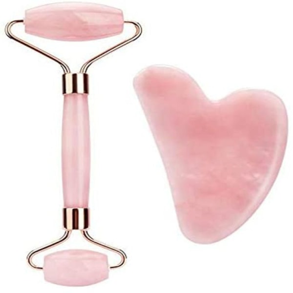Ruusukvartsin kasvorulla ja Gua Sha -kaavinsetti Lovelyface, 100 % luonnonkivi, He
