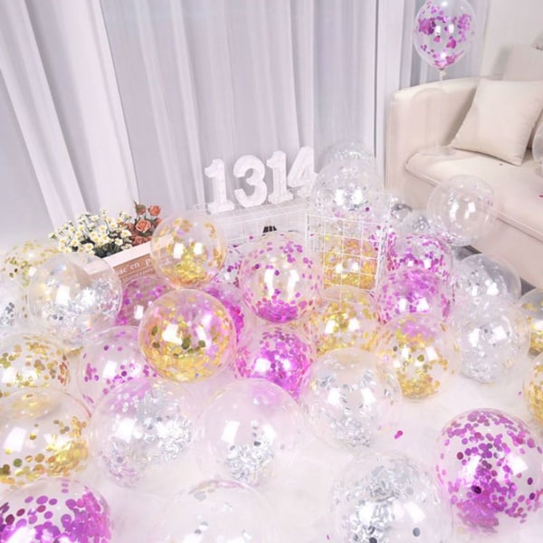 Klar Sequin Ballong Party Scen Dekoration 100st/pack (Rose Röd)