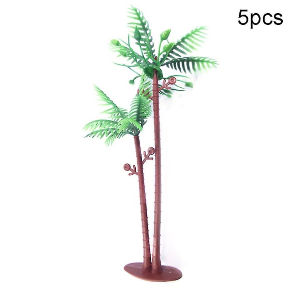 X 5 st realistiska kokosnöt palmträd modell DIY miniatyr strand landskap tillbehör