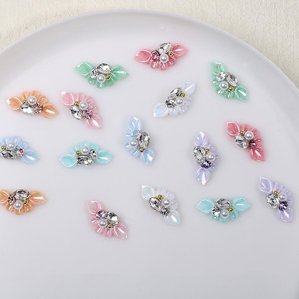 Nagelhänge, Hartsblommiga nageldekorationer, 30 stycken, en kombination