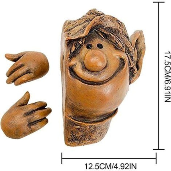 LDHBDS Hage Statue, Elf Boy Statue Utendørs Tree Hugger Resin Hage Figur Figur Utendørs Dekorasjon Ornamenter, Tree Faces Peeker Art Figurine