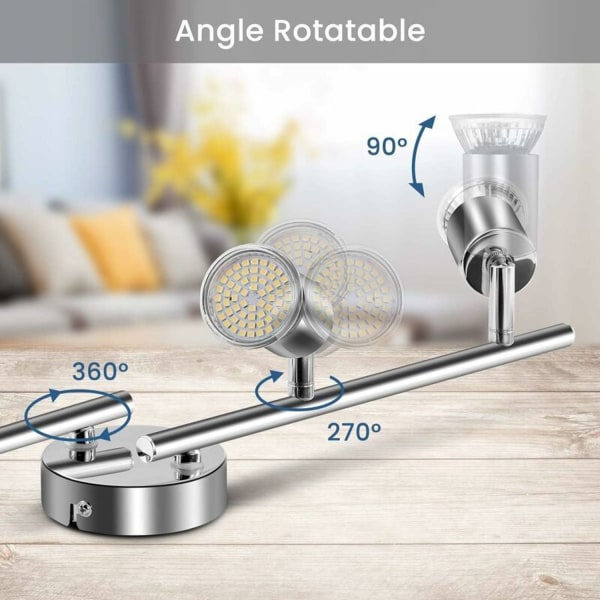 LED-taklampa 4 spotlights justerbar, takbelysning 4xGU10 LED-strålkastare justerbar