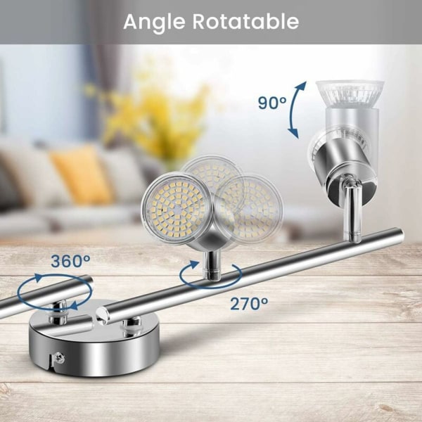 LED-taklampe 4 justerbare spotlights, takbelysning 4xGU10 LED-spotlights justerbare
