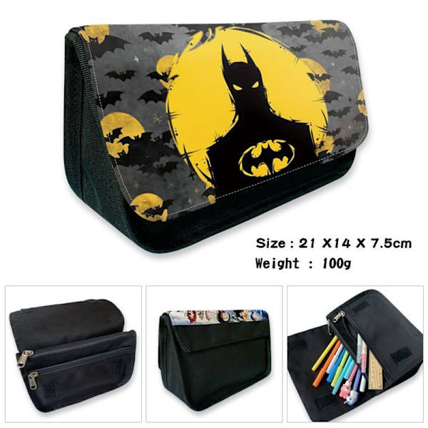 Kreativ Batman Iron Man Graffiti Blyantsæske Pen Box Papirvarer Tegnebog 21x14x7.5