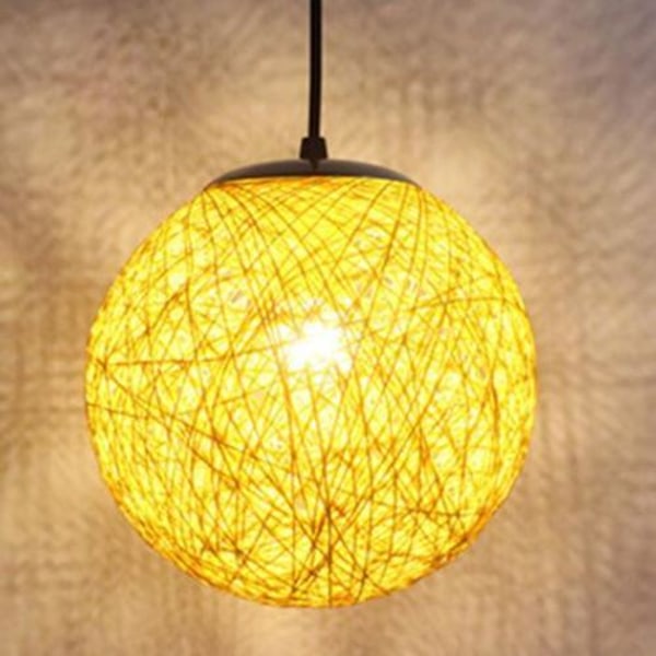 Gul Retro Rotting Pendel Light Rund Globe 15cm, DIY Lampeskjerm Lysekrone E27 Taklampe for Stue Restaurant Shopping Mall Bar