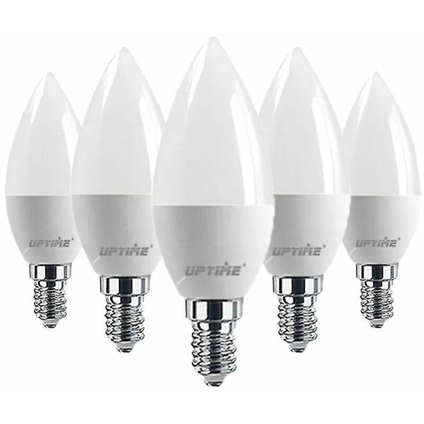 Led-pære E14-lampe, varm hvit 3000k, C37 Led 5w, strålevinkel 120, pakke med 6