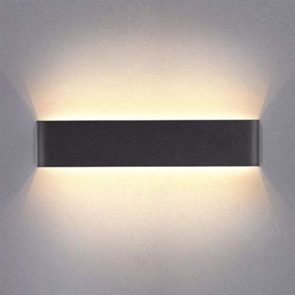 14W LED-vägglampa inomhus 40 cm varmvit vägglampa, enkel borstad svart design för sovrum vardagsrum badrum