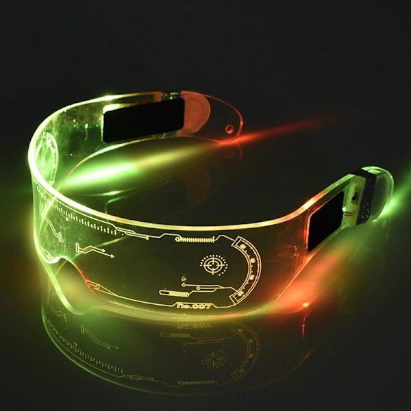 Halloween LED lys opp briller - Neon briller - Cyberpunk LED Visor briller -