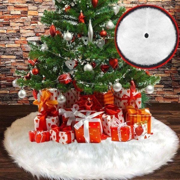 Vit plyschig julgransmatta, julgransfotsskydd, julgransmatta