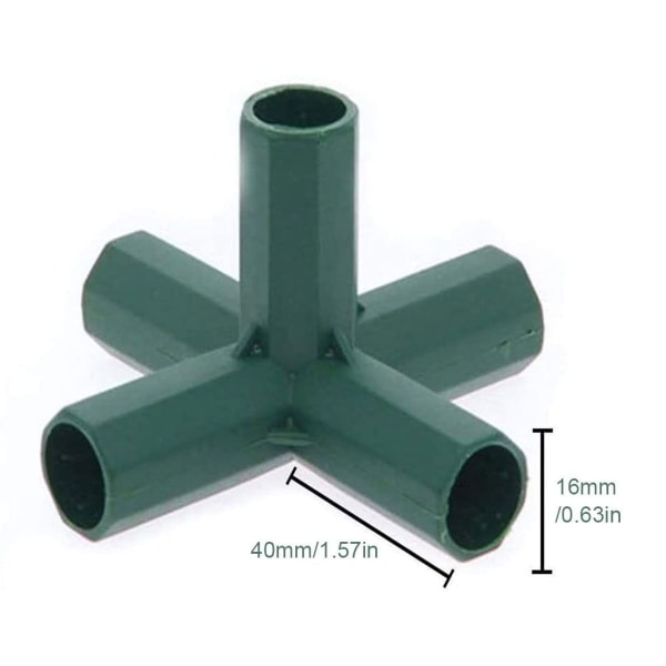 Delar 16mm växthusramkoppling, 5-vägs PVC-hörnkoppling