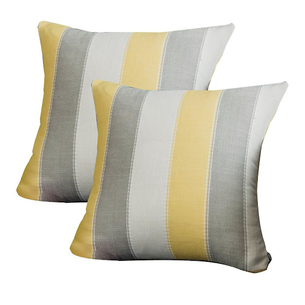 2-pack bondgård Stripe Throw kuddfodral, dekorativa örngott kuddfodral (mörk, grå, beige)
