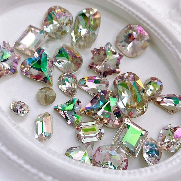 70 st Multi Shapes Glas Flatback Kristall Strass för Nagelkonst Hantverk, Flatback Strass 3d Dekorationer Flat Back Kristall Stenar Gems Set