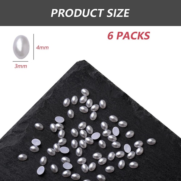 1200 stk hvite negldekorasjoner Flatback måne / ovale former 3d negldekorasjoner Material pynt til neglkunst DIY håndverk tilbehør