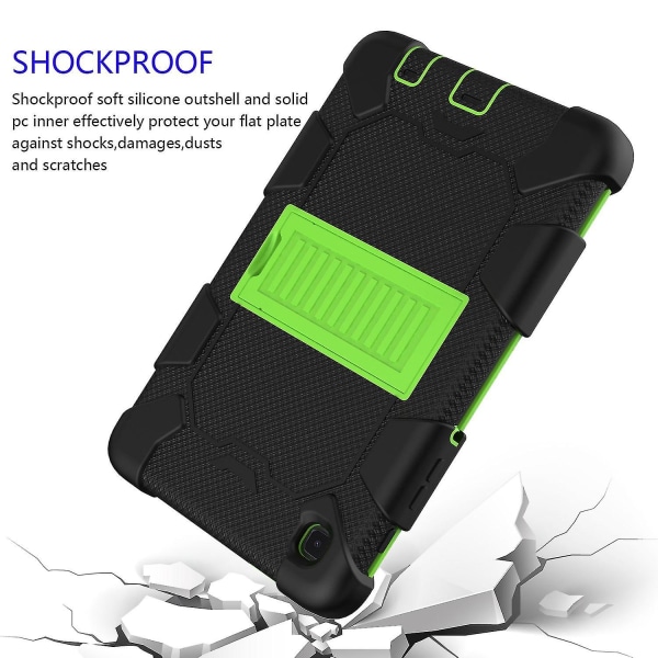 Dubbelfärgat silikon + PC-fodral för surfplatta med stativ, stötsäkert skyddande fodral för Samsung Galaxy Tab A7 Lite 8,7 tum