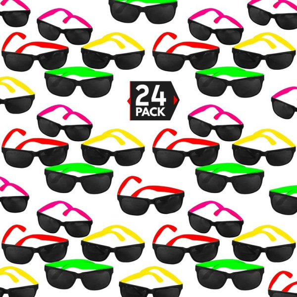 24 stk. 80'er-stil neonfest solbriller - sjov gave