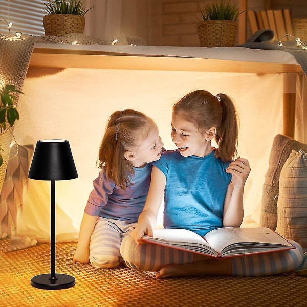 Sysy bordslampa sladdlös, LED bordslampa batteri dimbar touch switch & laddningsbar USB-C, aluminium bordslampor svart 3W 3000K varmvit, IP44 vattentät bordslampa utan sladd för inomhus och utomhus