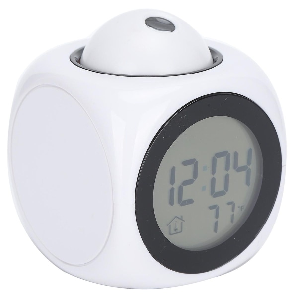 LCD-klocka, bakgrundsbelysning, röstaktiverad, tyst snooze-väckarklocka, vit