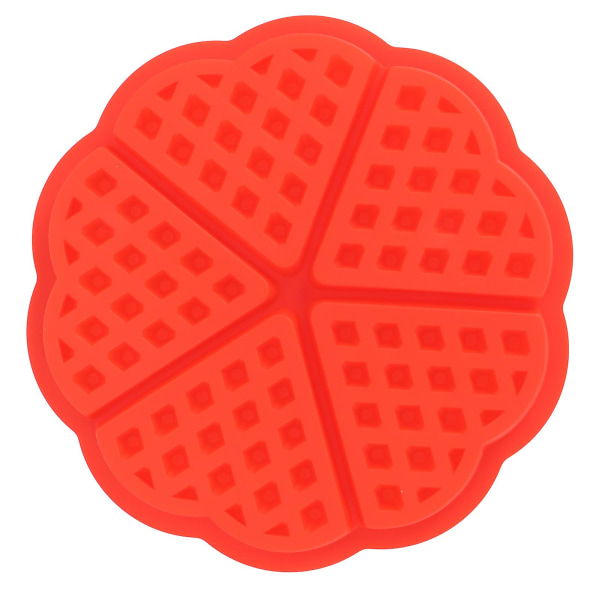 Gjør-det-selv-vaffelform Gjenbrukbar silikonmuffinskakeform Bakeredskap Kjøkkentilbehør (5 rutenett hjerteform)