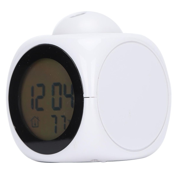 LCD-klocka, bakgrundsbelysning, röstaktiverad, tyst snooze-väckarklocka, vit