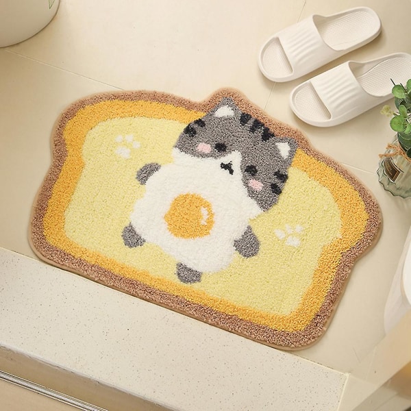 Creative Cartoon Toast Kattunge Barnrum Mjuk halkfri matta Badrumsdörr Absorberande trampdyna 40 * 60 cm