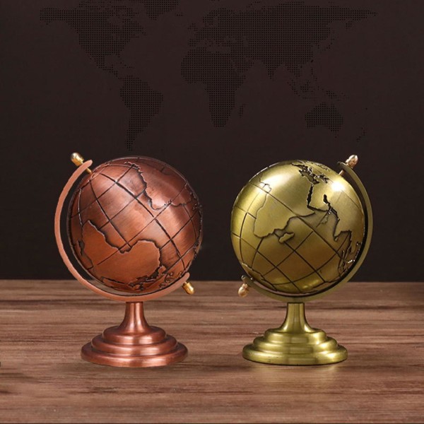 Globe Decor Vintage Style Sl?t textur Brett applicerad M?ssing Sphere Globe Iron Display f?r studierum