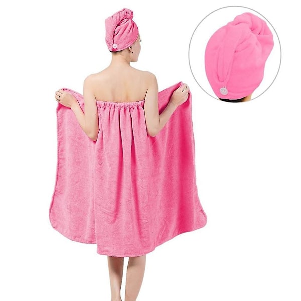 Saunakiltti naisille, pehmeä ja imukykyinen sarong-kiltti tarralla ja spa-hiustenkuivauspyyhe, luomupuuvillaa 150 x 90 cm