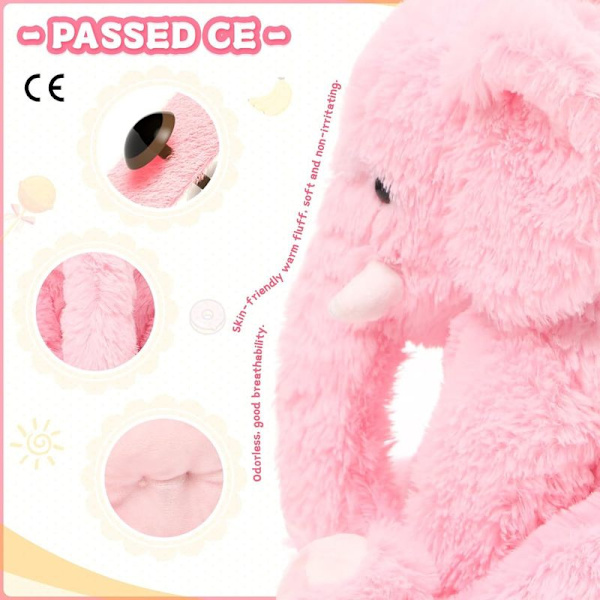 Elefant bamse, 50cm stor elefant plyslegetøj, pink