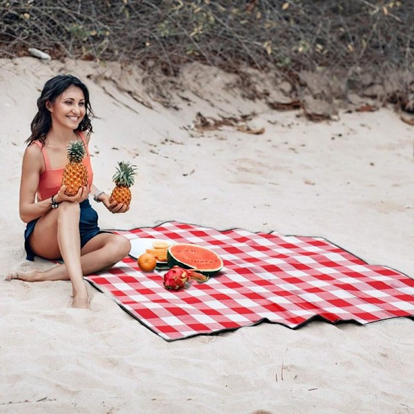 Picknickfilt 200 x 200 cm (79\" x 79\") strandfilt vattentät snabb