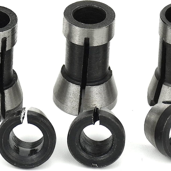 6 stk. fræsepatron 6mm 6.35mm 8mm spændepatron trimmer chuck træskærerklemme