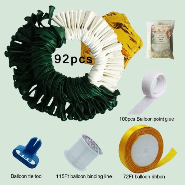92 stycken gröna ballonger guldfolie fem spetsar