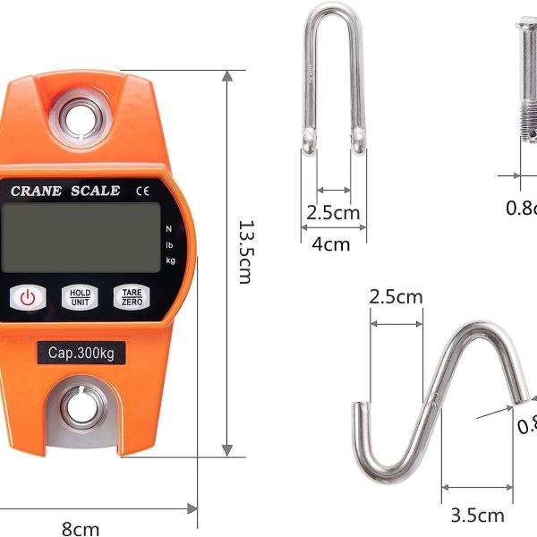 Elektronisk vægt 300 kg krogvægt LCD dynamometer industriel krogvægt vægt