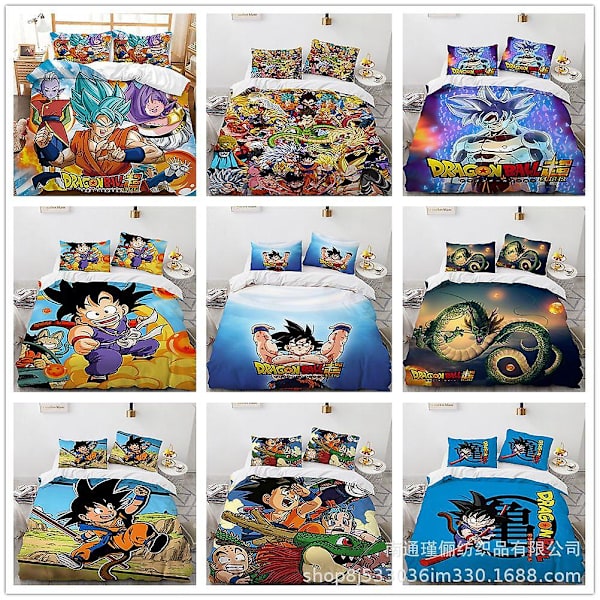 Qlz-13# Syv Dragon Ball Digital Print Tre Stykker Husholdningselevat Sovesal Varmt Dynebetræk Lagen