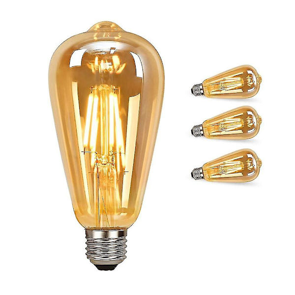 LED-lampa E27 Skruv, E27 LED-glödlampa St64, 4W, 2200K Amber Varm, 6-pack