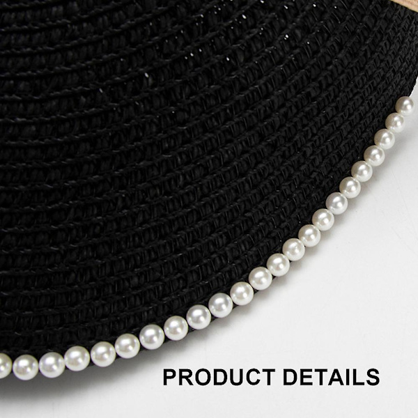 55-58cm Hat Omkreds Hat Kvinde Sommer Perle Tom Top Solhat Anti-ultraviolet Solhat Stor Skygget Solhat