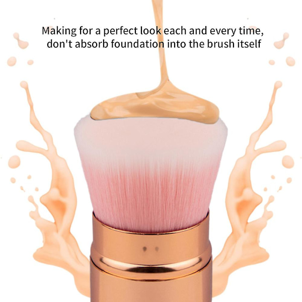 Indtrækkelig foundation makeup børste, rejse fladt hoved børste bærbar foundation børste med låg