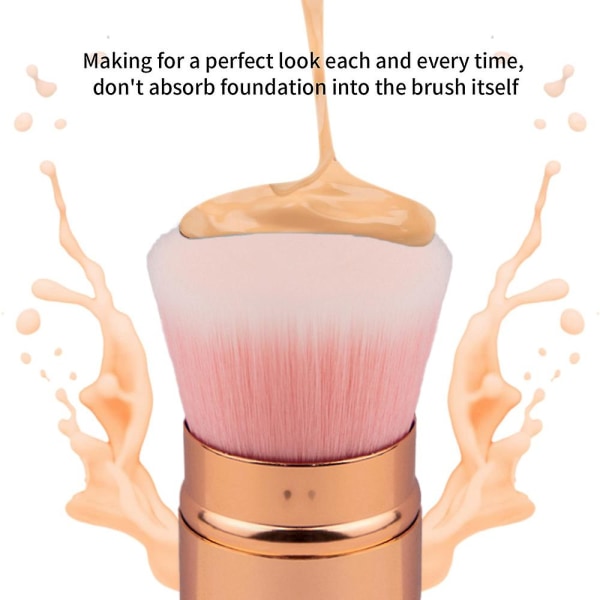 Uttrækbar foundation makeup-børste, reise flat hode børste bærbar foundation børste med deksel