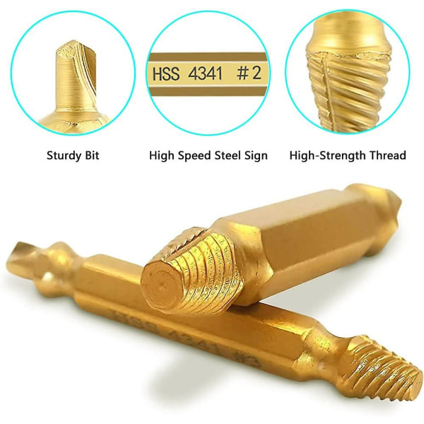6 stk. ødelagt skrueuttrekkersett skadet skrueuttrekkersett skruehodetrekkere skadet skrueuttrekker og boltrekker for fjerning av ødelagt skrue