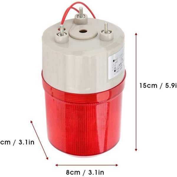 220V 2A Rød LED Nødlys Advarselslys Backup Stroboskop Roterende Alarmsystem (8*8*15cm)