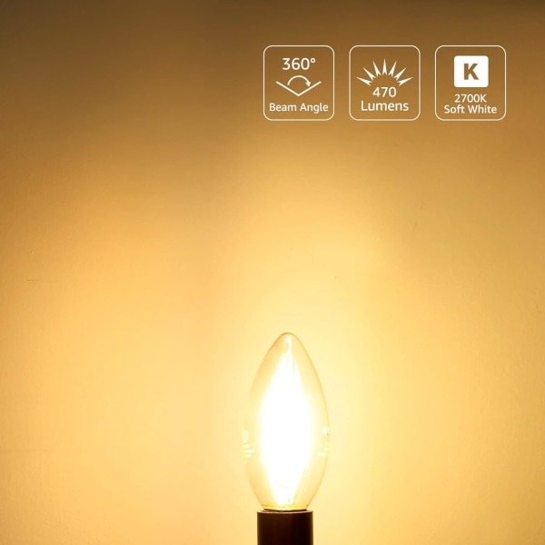 Bulb E14 LED candle 4W E14 LED warm white, 470 lumen filament light