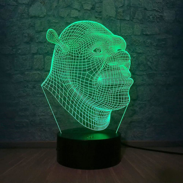 Shrek 3D-lampe LED-bordlampe natlys illusion atmosfære lys med fjernbetjening touch sensor lys som baby sovelampe børnefødselsdag