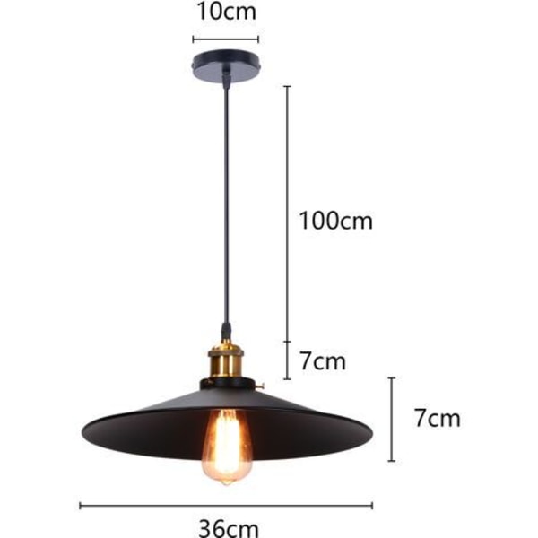 MAGIC 2PCS Metall Retro Kronljus Industriell Pendellampa ?360mm Svart Järn Belysningsarmatur för Kök Vardagsrum Matsal