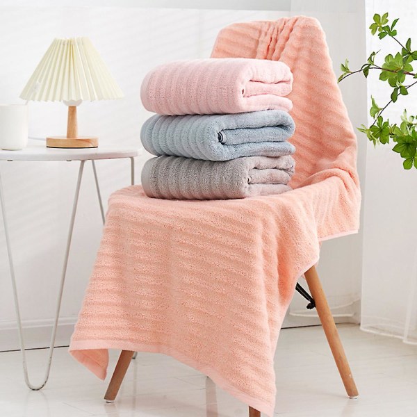 Premium bomuldsbadelagnsæt - tykt og absorberende, ribbet 3-delt badehåndklæde, 70*140cm, (grå)