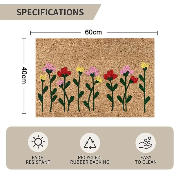 Gulvmåtter, Blomster, Dørmåtter, Indgangsmåtter, Dørmåtter, Gulvmåtter, Badeværelsesabsorberende måtter