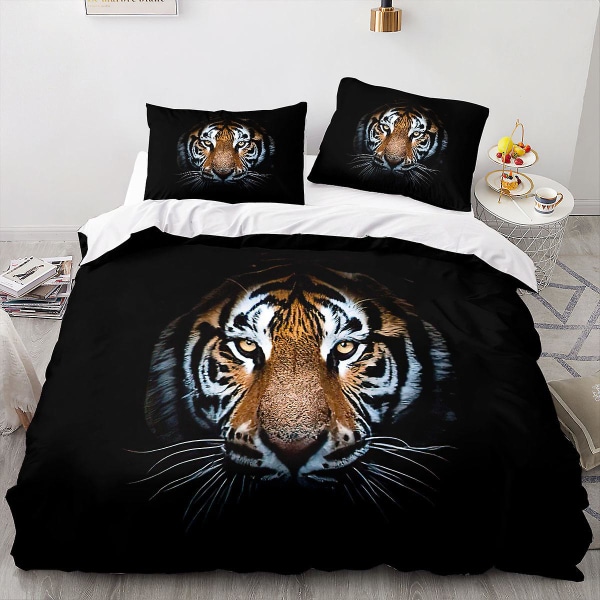 Tiger 03# 3d Hjemmetekstil Sengetøy 3d Tiger Animal Print Quilt Cover Sheet Sett med tre